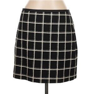 Madewell Black Mini Skirt with Cream Windowpane Grid